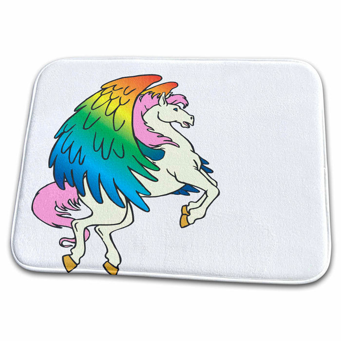 Dish Drying Mat - Rainbow Winged Horse Animals