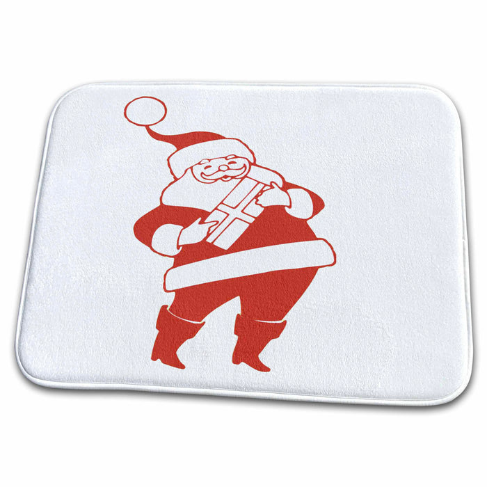 Dish Drying Mat - Santa With Gift Christmas