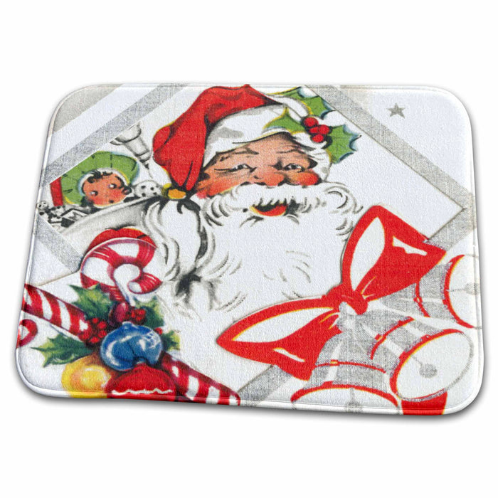 Dish Drying Mat - Santa With Candy Canes TNMPastPerfect Christmas