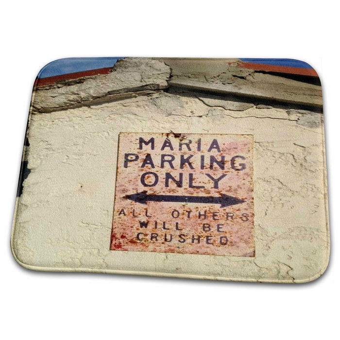 Dish Drying Mat - Funny parking sign, stone building Anne Collections Signs