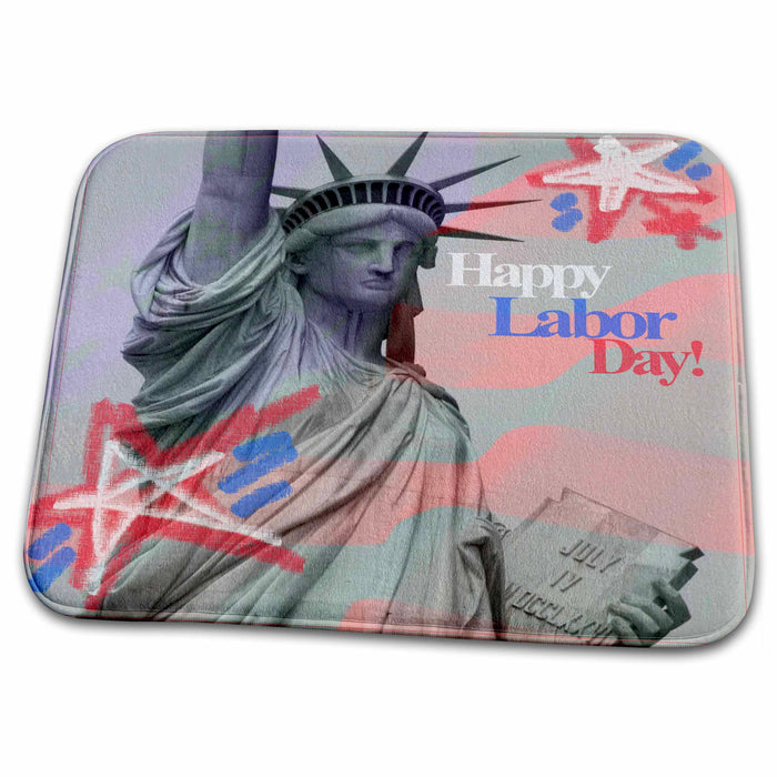 Dish Drying Mat - The Statue of Liberty with red, white and blue stars s Photos - New York