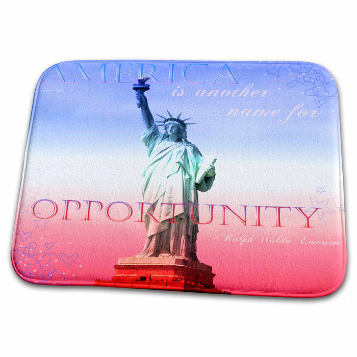 Dish Drying Mat - The Statue of Liberty with a patriotic quote s Photos - New York