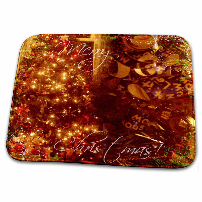 Dish Drying Mat - Blend of two holiday pictures sparkling with holiday spirit s Photos - Christmas