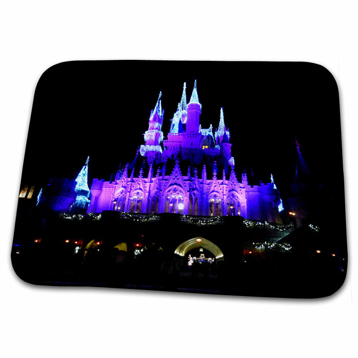 Dish Drying Mat - Castle perfectly lit up in the heart of the park s Photos - Florida