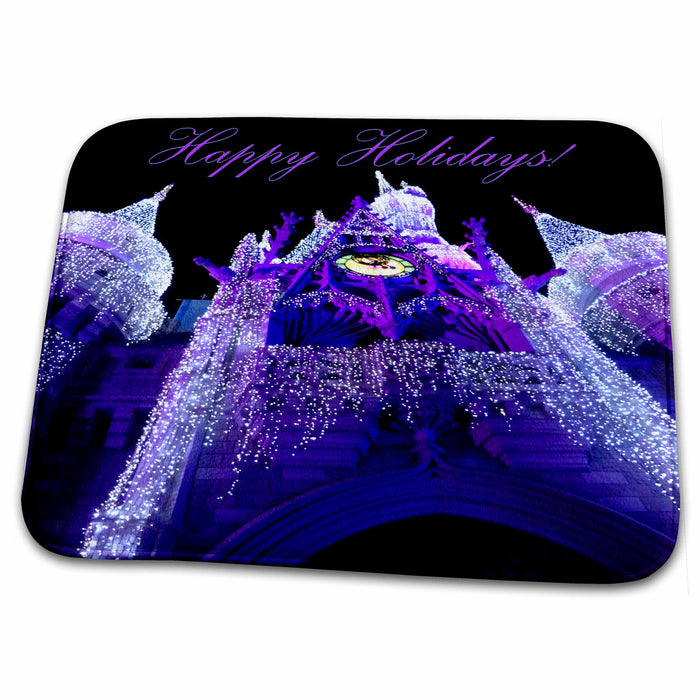 Dish Drying Mat - Castle perfectly lit up in the heart of the park s Photos - Florida Christmas