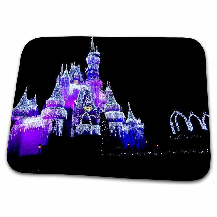 Dish Drying Mat - Castle perfectly lit up in the heart of the park s Photos - Florida