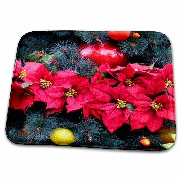 Dish Drying Mat - Poinsettas and ornaments on a Christmas tree s Photos - Florida Christmas