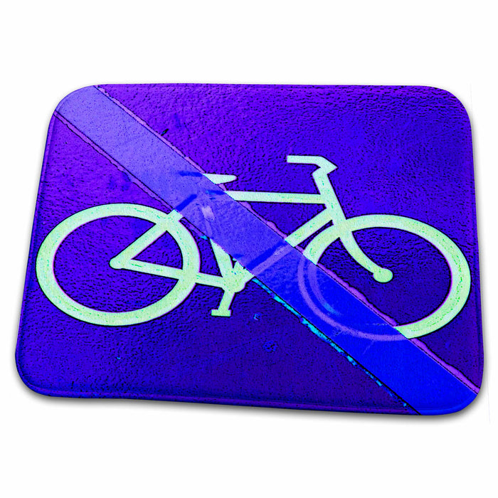 Dish Drying Mat - A no bike riding sign in purple Signs