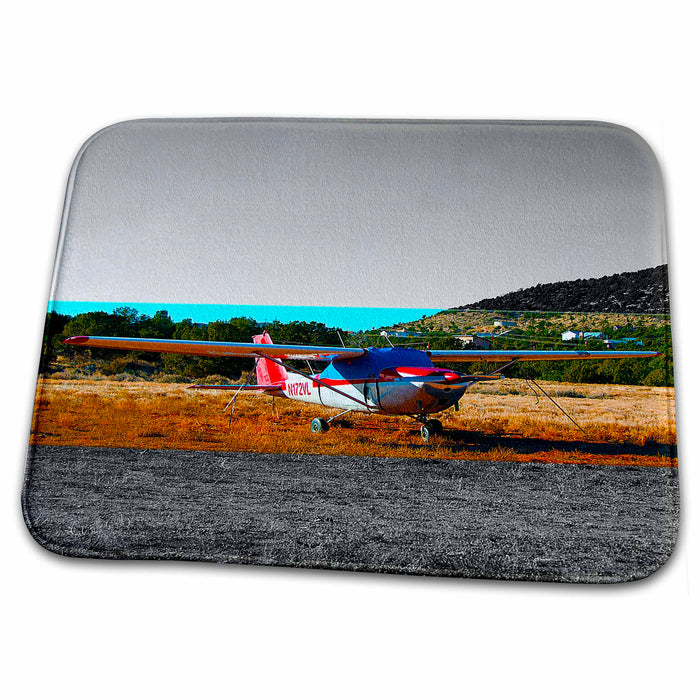 Dish Drying Mat - An Airplane in a field in Central Utah done in layers Airplane