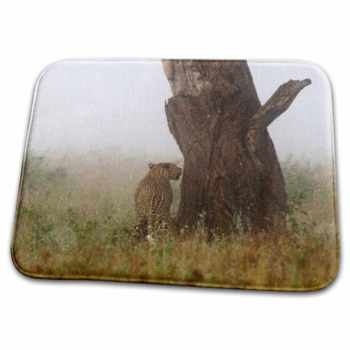 Dish Drying Mat - Leopard by tree in the fog, Tanzania Tanzania