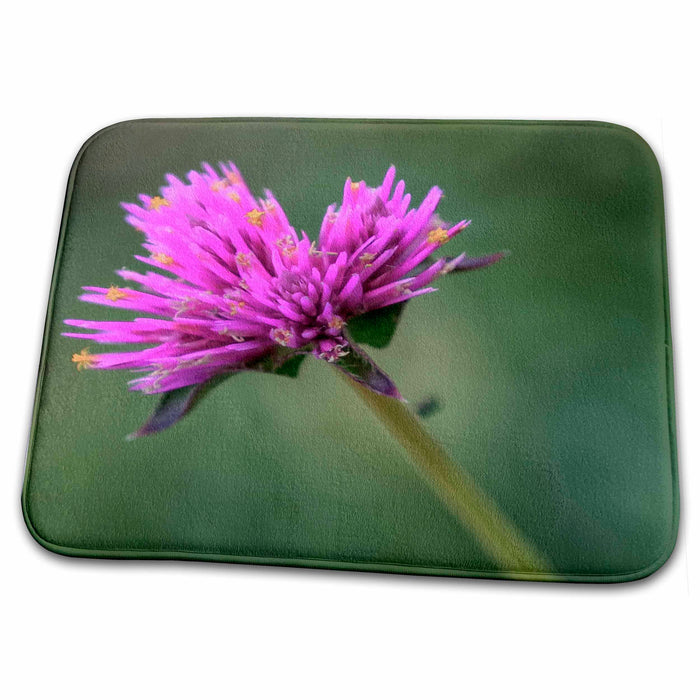 Dish Drying Mat - Pink Flower with a green background Floral