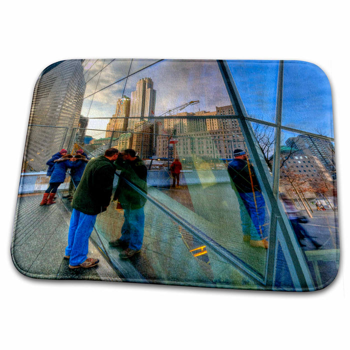 Dish Drying Mat - Looking In to the 911 memorial museum. People looking in. NYC