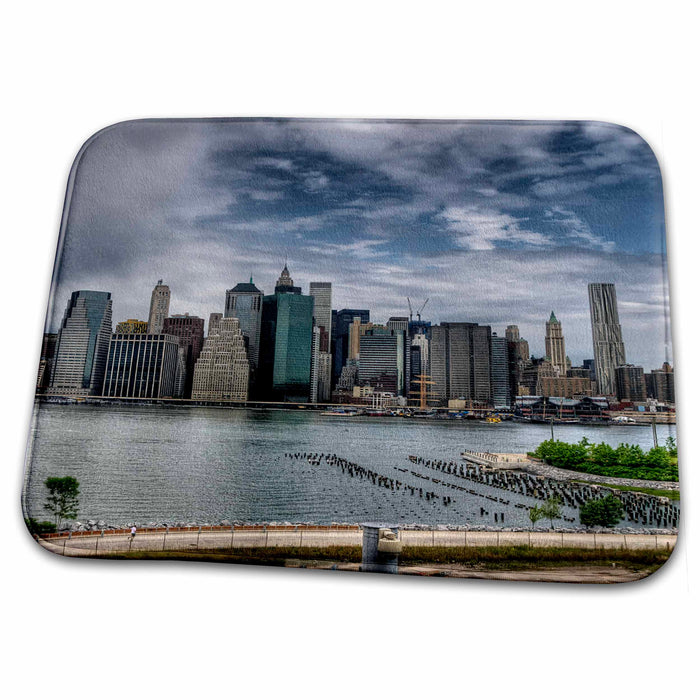 Dish Drying Mat - NYC skyline, east river, NYC