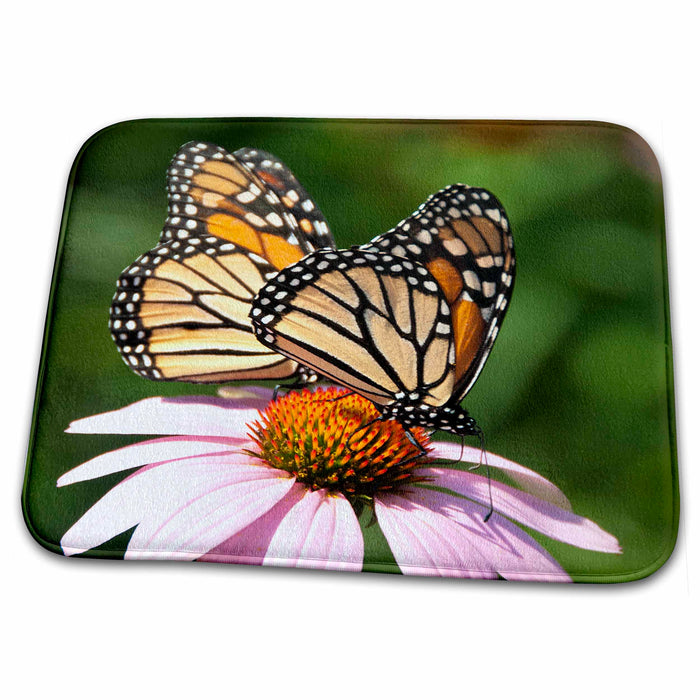 Dish Drying Mat - 2 monarch butterflies on cone flower Tanzania