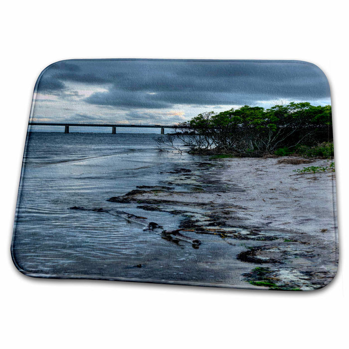 Dish Drying Mat - Bridge near beach, with trees Photography