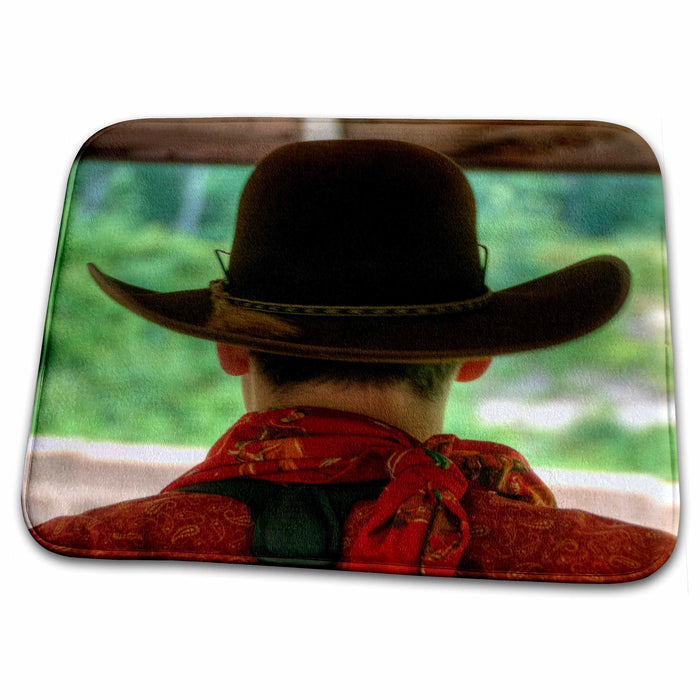 Dish Drying Mat - man with brown cowboy hat, and bandana Photography