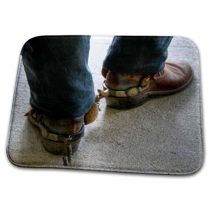 Dish Drying Mat - man with cowboy boots with spurs Photography