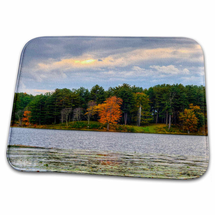 Dish Drying Mat - fall colors just beginning at far end of lake Photography