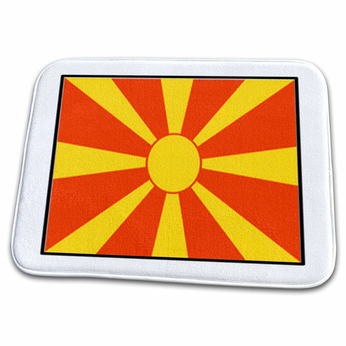 Dish Drying Mat - Photo Of Macedonia Flag Button World Flag Buttons