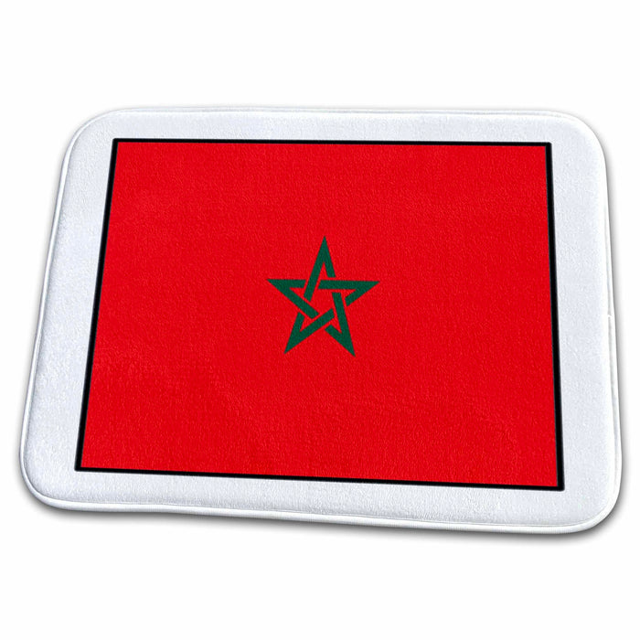 Dish Drying Mat - Photo Of Morocco Flag Button World Flag Buttons