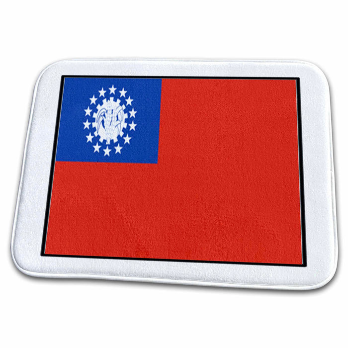 Dish Drying Mat - Photo Of Myanmar Flag Button World Flag Buttons