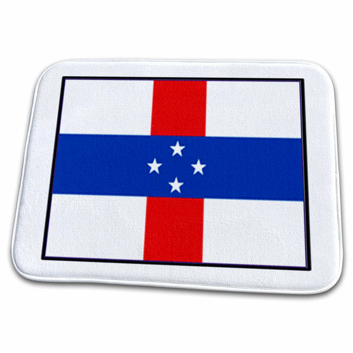 Dish Drying Mat - Photo Of Netherlands Antilles Flag Button World Flag Buttons