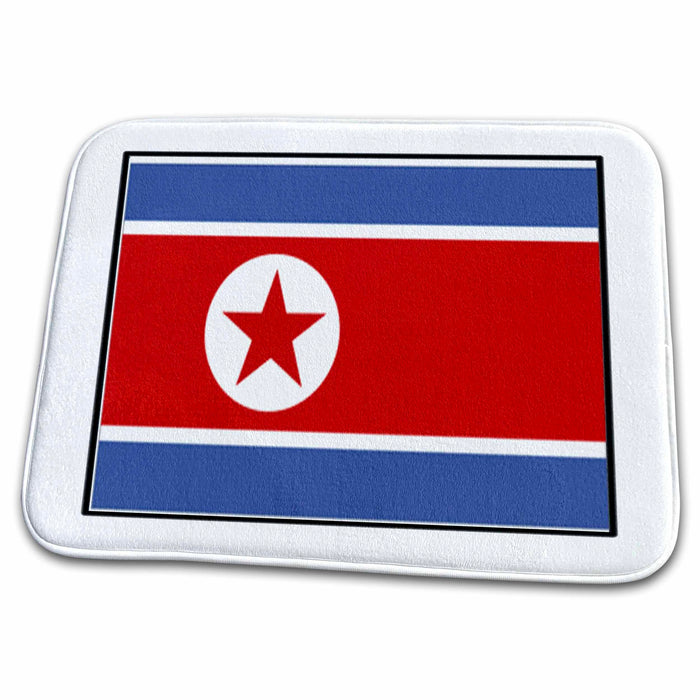 Dish Drying Mat - Photo Of North Korea Flag Button World Flag Buttons