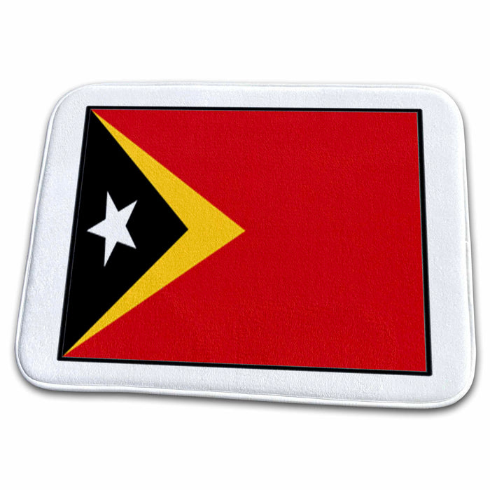 Dish Drying Mat - Photo Of Timor Leste Flag Button World Flag Buttons