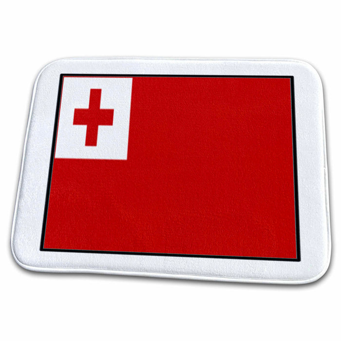 Dish Drying Mat - Photo Of Tonga Flag Button World Flag Buttons