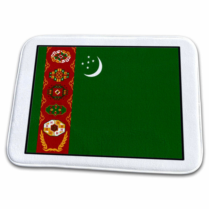 Dish Drying Mat - Photo Of Turkmenistan Flag Button World Flag Buttons