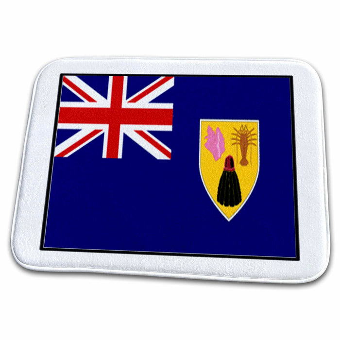 Dish Drying Mat - Photo Of Turks And Caicos Flag Button World Flag Buttons