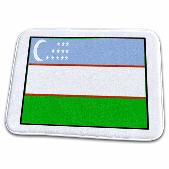 Dish Drying Mat - Photo Of Ubekistan Flag Button World Flag Buttons