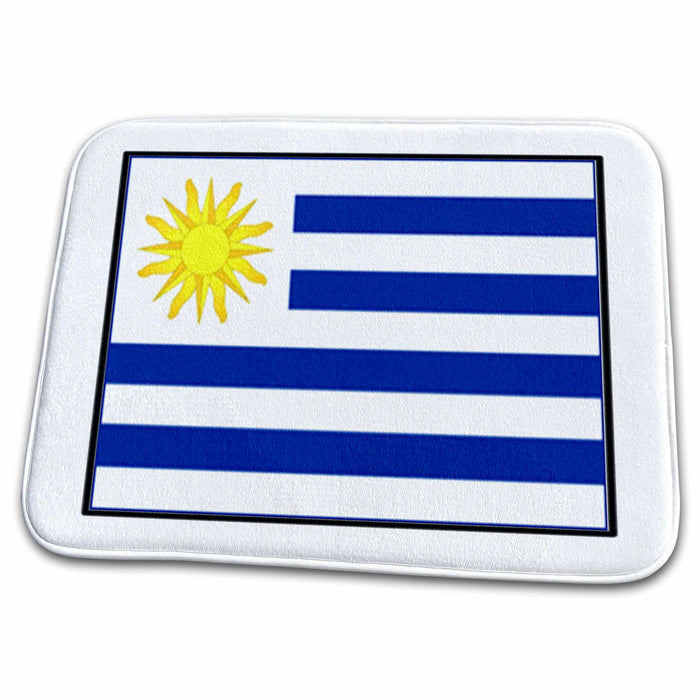 Dish Drying Mat - Photo Of Uruguay Flag Button World Flag Buttons