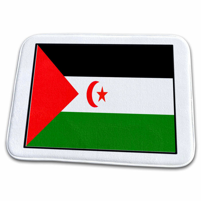 Dish Drying Mat - Photo Of Western Sahara Flag Button World Flag Buttons