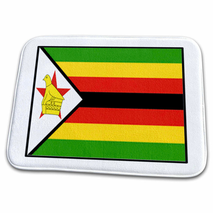 Dish Drying Mat - Photo Of Zimbabwe Flag Button World Flag Buttons