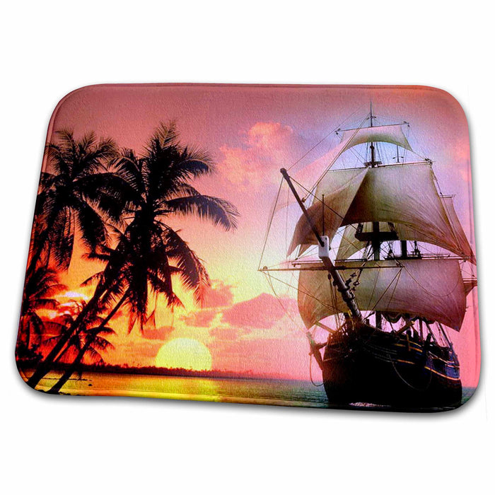 Dish Drying Mat - Sailing In The Tropics.jpg Sunset and Boat