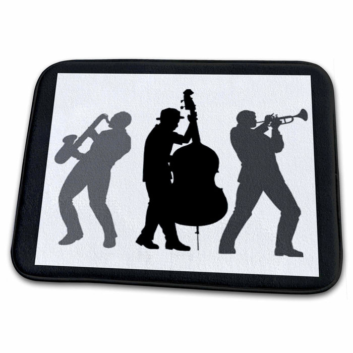 Dish Drying Mat - Silhouette of 3 musicians Playing Instruments.jpg Music