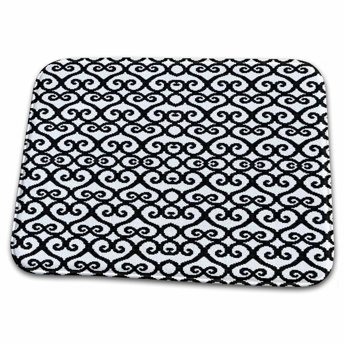 Dish Drying Mat - Small Scrolls In Black n White.jpg Designer Plaids and Pattern