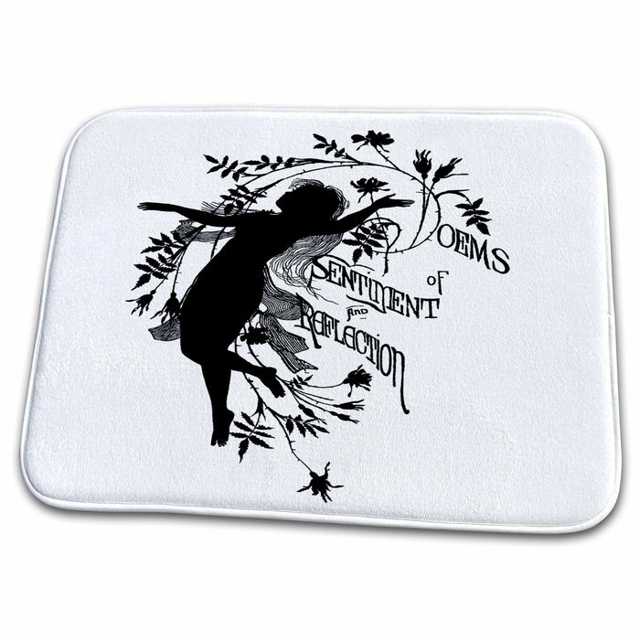 Dish Drying Mat - Vintage Silhouette Of A Fairy.jpg Fairies n Fantasy