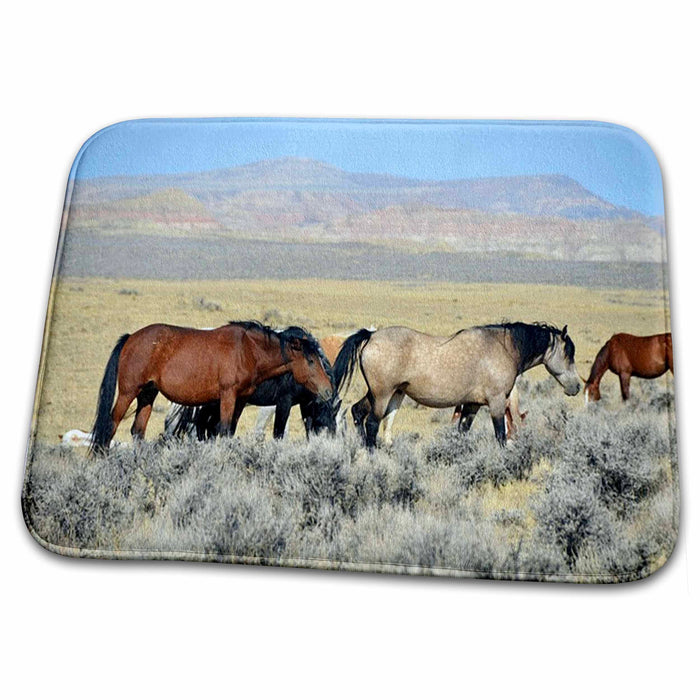 Dish Drying Mat - Wild Mustang Horses In Nevada.jpg Animals