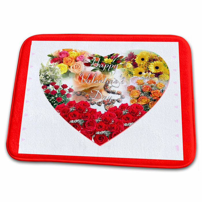 Dish Drying Mat - Happy Valentines Day With Flowers.jpg Holiday Graphic