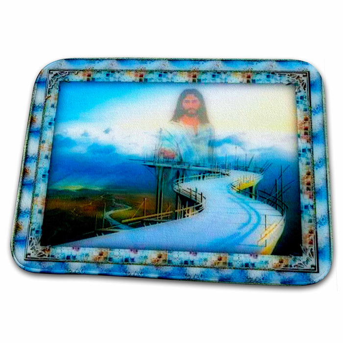 Dish Drying Mat - Beautiful Jesus Frame Look Art Religious