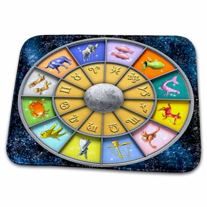 Dish Drying Mat - Pretty Zodiac Wheel Art Astrology