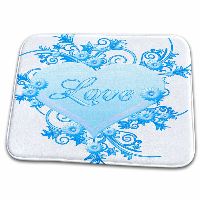 Dish Drying Mat - Pretty Pastel Heart Art Love