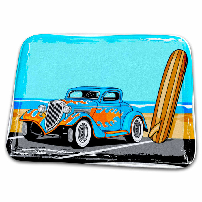 Dish Drying Mat - Woody clip art for surfer fans Surfing Art