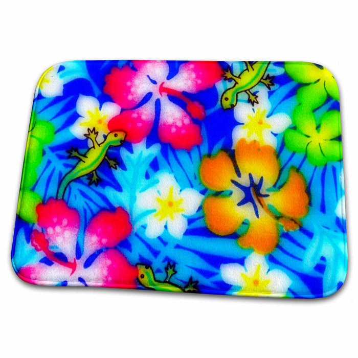 Dish Drying Mat - Beautiful Hawaiian Flowers bright Colors Flowers