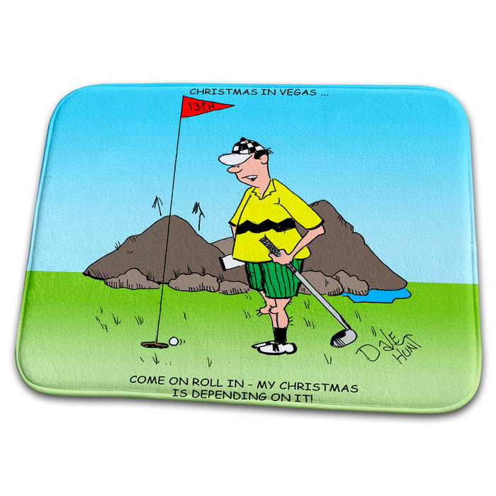 Dish Drying Mat - Dale Hunt Christmas Golf in Las Vegas s Cartoon Days of Christmas TCDC