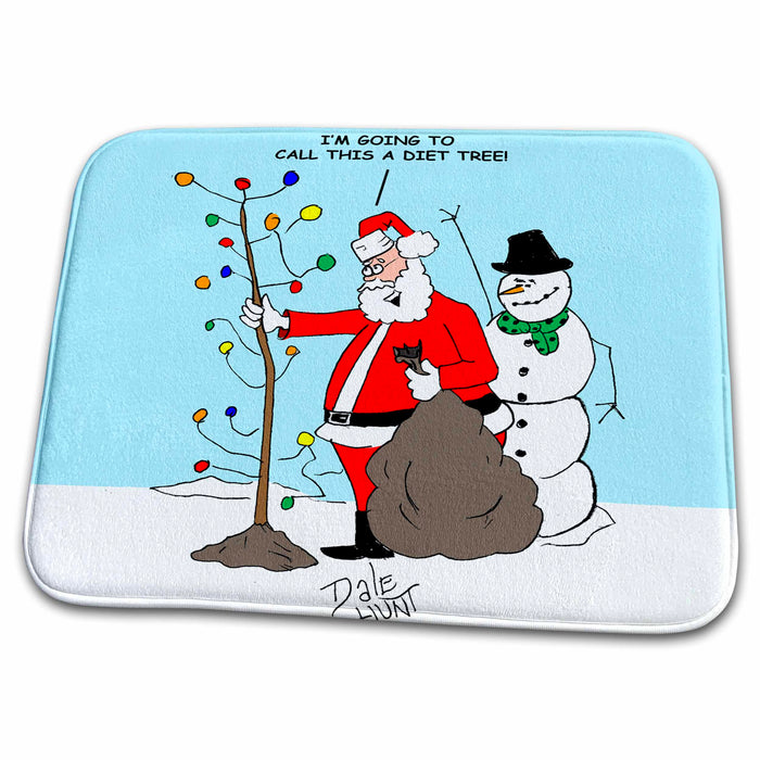 Dish Drying Mat - Dale Hunt Santa and the Diet Christmas Tree s Cartoon Days of Christmas TCDC