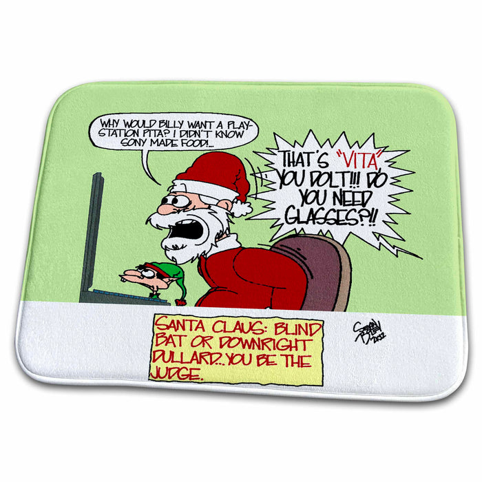 Dish Drying Mat - Sean Boley Santa Gets Disrespected by and Elf s Cartoon Days of Christmas TCDC