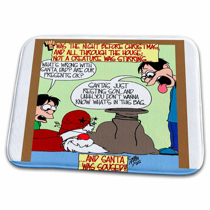 Dish Drying Mat - Sean Boley Santa Drinks to Much on Christmas Eve s Cartoon Days of Christmas TCDC